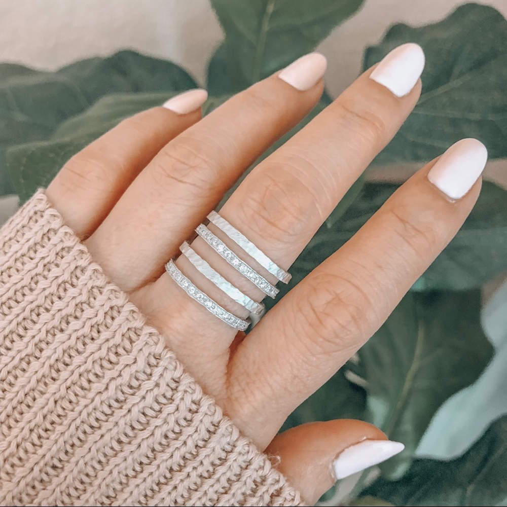 Sterling Silver Hammered Cage Ring